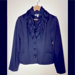 Black Ruffle Fever Blazer Sz M EUC